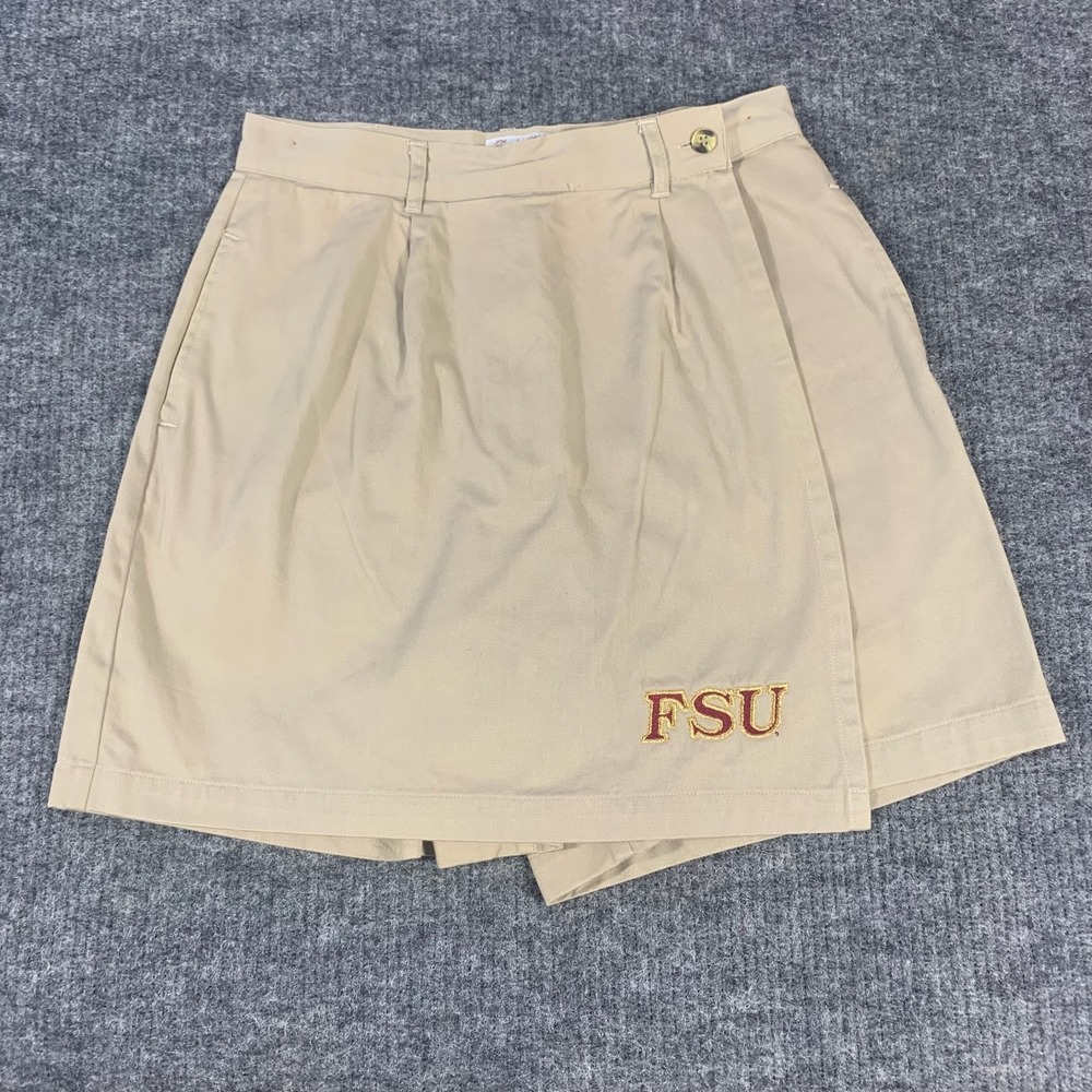 VTG Florida State Seminoles Skirt Womens 10 Beige‎ Wrap Pleated 90s Retro FSU